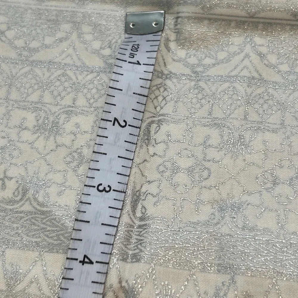 Kaufman Linens & Lace Cotton Quilting Fabric Arlene Linton Silver Metallic Print